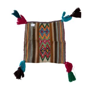 Authentic Peruvian handwoven inner mesa cloth with traditional Andean woven patterns and colorful tassels, handmade by artisans in Peru for wrapping sacred medicine bundles, tarot and oracle cards, crystals, altars, etc.